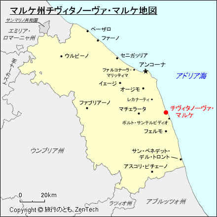 マルケ州チヴィタノーヴァ・マルケ地図