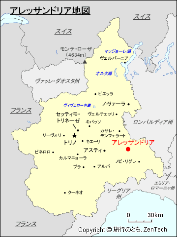 ピエモンテ州アレッサンドリア地図