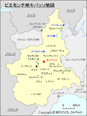 ピエモンテ州キバッソ地図