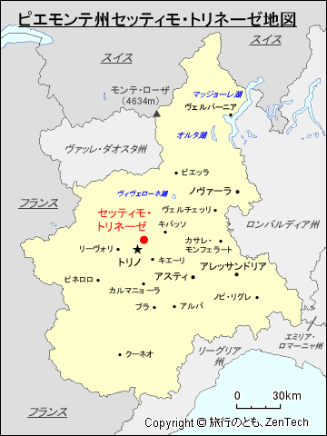 ピエモンテ州セッティモ・トリネーゼ地図