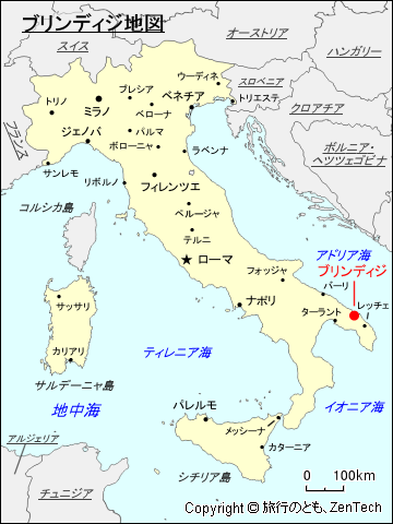 イタリアにおけるブリンディジ地図