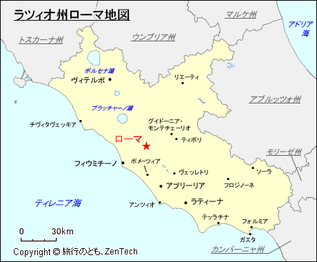 ラツィオ州ローマ地図