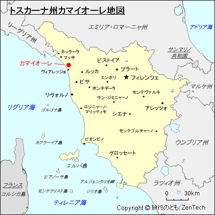 トスカーナ州カマイオーレ地図