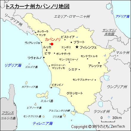 トスカーナ州カパンノリ地図