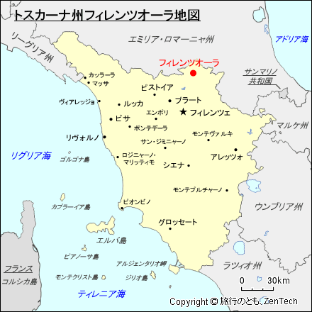 トスカーナ州フィレンツオーラ地図