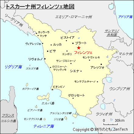 トスカーナ州フィレンツェ地図