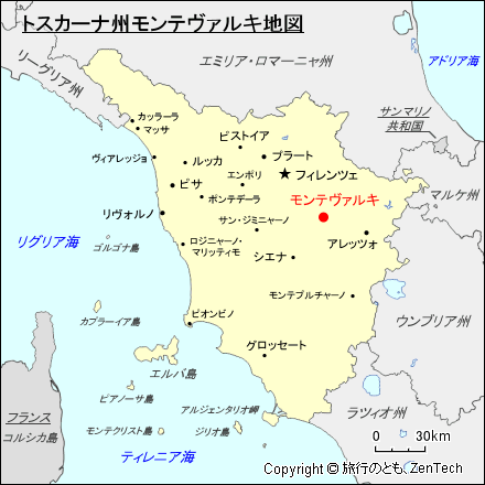 トスカーナ州モンテヴァルキ地図