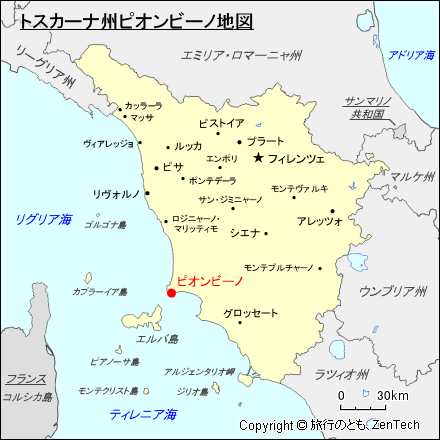 トスカーナ州ピオンビーノ地図