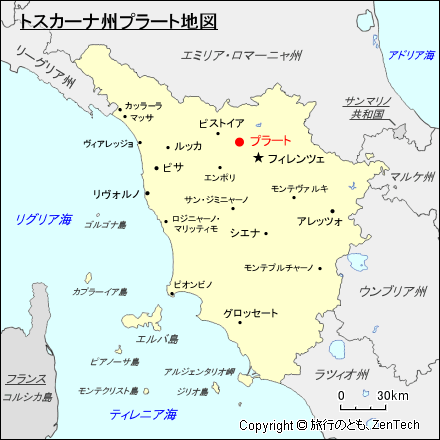 トスカーナ州プラート地図