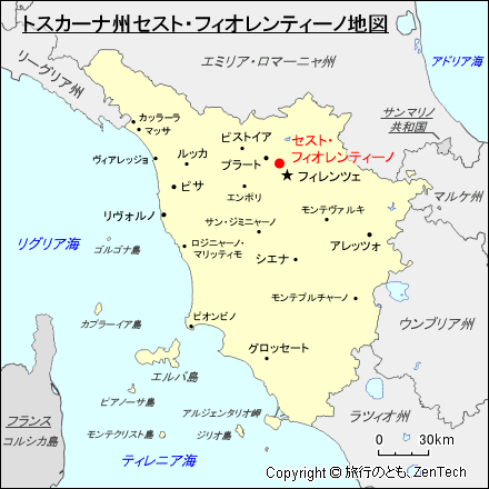 トスカーナ州セスト・フィオレンティーノ地図