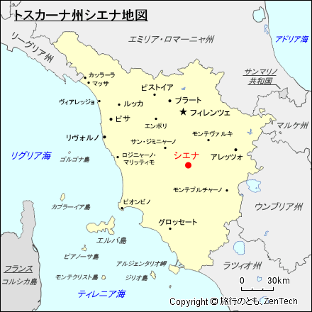 トスカーナ州シエナ地図