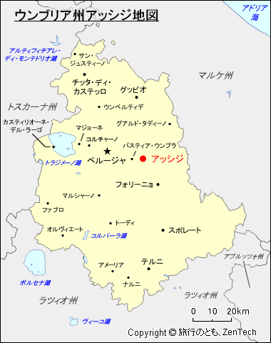 ウンブリア州アッシジ地図