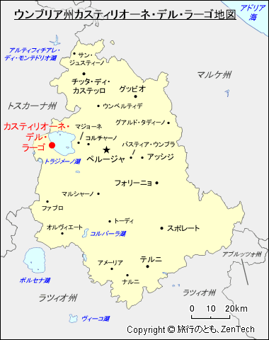 ウンブリア州カスティリオーネ・デル・ラーゴ地図