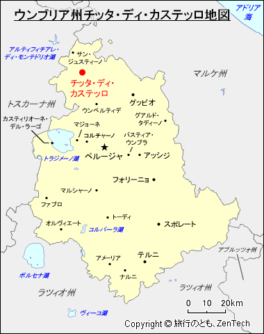 ウンブリア州チッタ・ディ・カステッロ地図