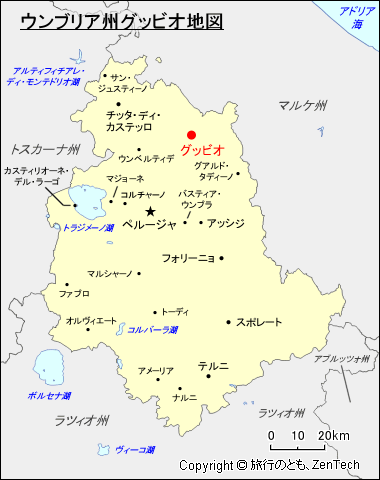 ウンブリア州グッビオ地図