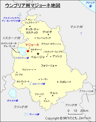 ウンブリア州マジョーネ地図