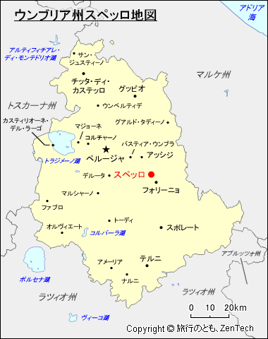 ウンブリア州スペッロ地図