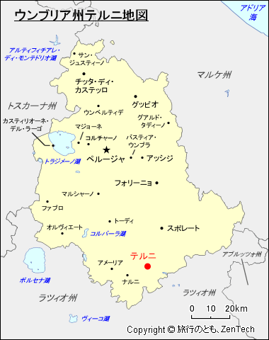 ウンブリア州テルニ地図