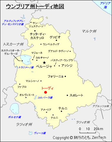 ウンブリア州トーディ地図