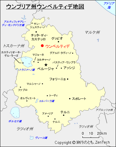 ウンブリア州ウンベルティデ地図