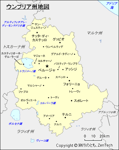 ウンブリア州地図