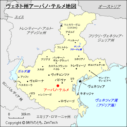 ヴェネト州アーバノ・テルメ地図