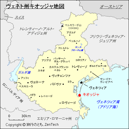 ヴェネト州キオッジャ地図