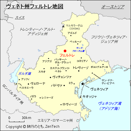 ヴェネト州フェルトレ地図