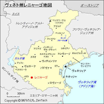 ヴェネト州レニャーゴ地図