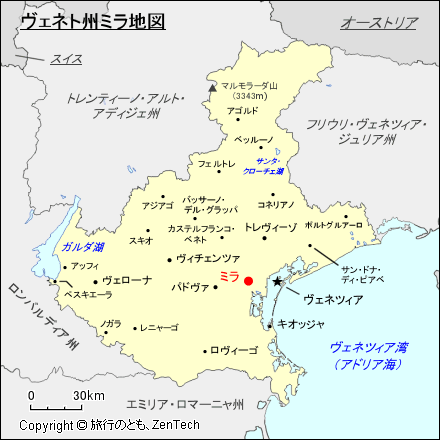 ヴェネト州ミラ地図