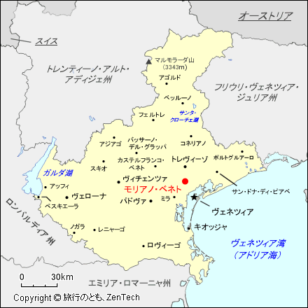 ヴェネト州モリアノ・ベネト地図