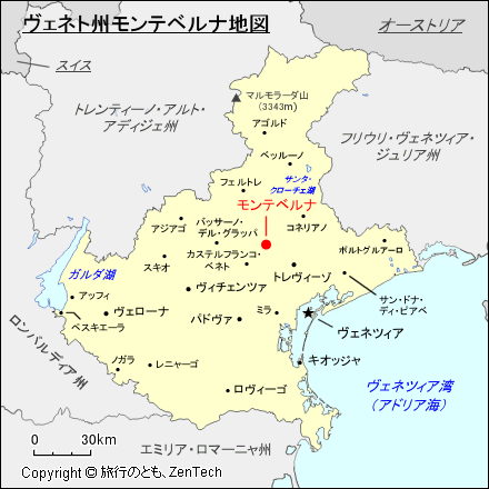 ヴェネト州モンテベルナ地図