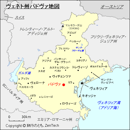 ヴェネト州パドヴァ地図