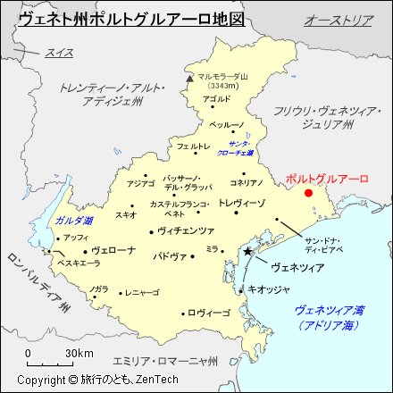 ヴェネト州ポルトグルアーロ地図