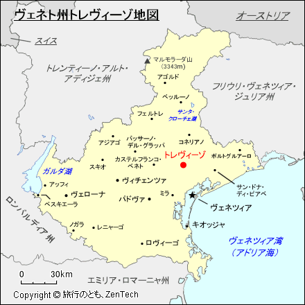 ヴェネト州トレヴィーゾ地図