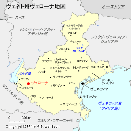 ヴェネト州ヴェローナ地図