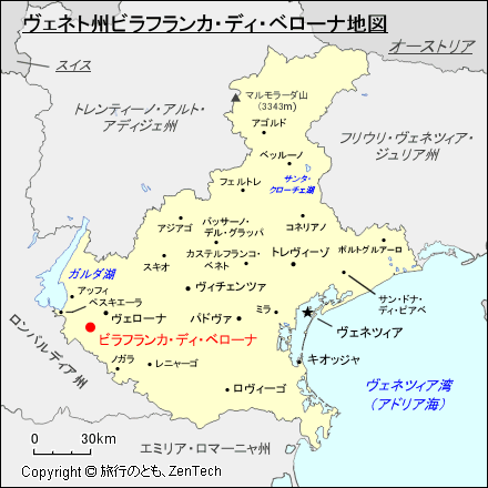 ヴェネト州ビラフランカ・ディ・ベローナ地図