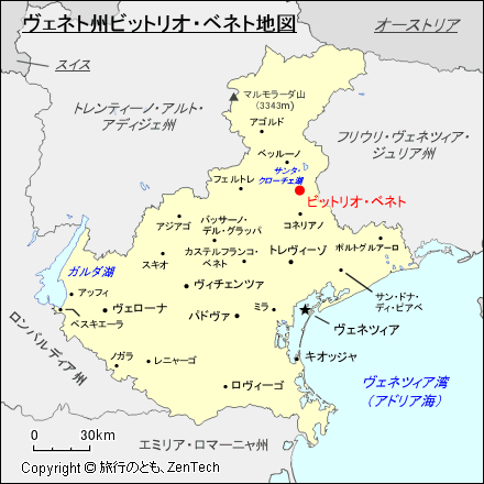 ヴェネト州ビットリオ・ベネト地図