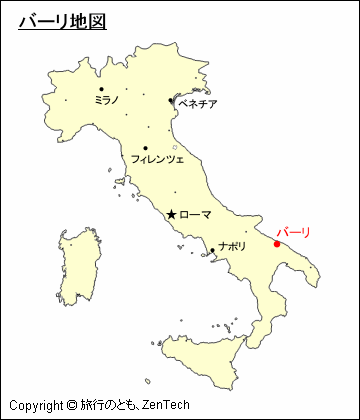 イタリアにおけるバーリ地図