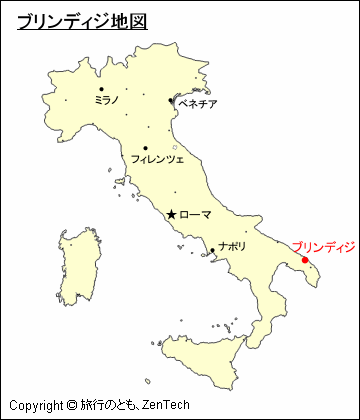 イタリアにおけるブリンディジ地図