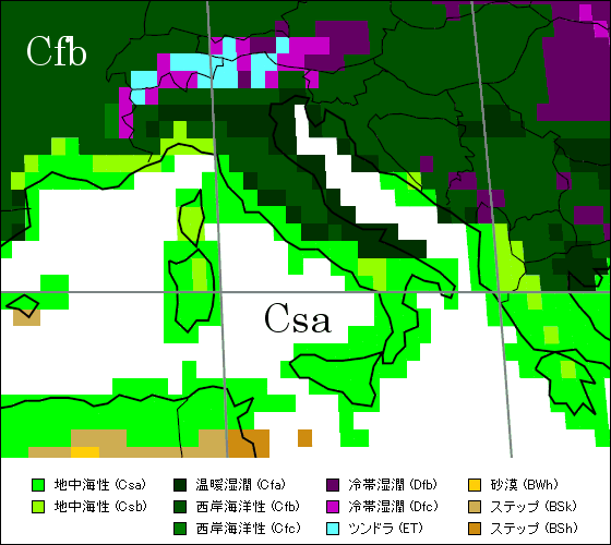 イタリア気候地図