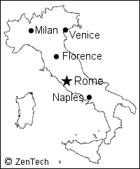 主要都市の記されたイタリア白地図