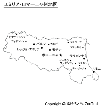 エミリア・ロマーニャ州地図