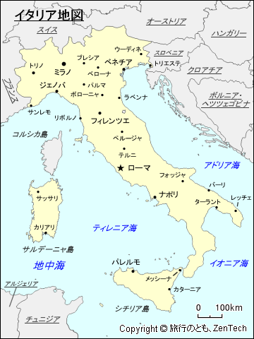 イタリア地図 旅行のとも Zentech