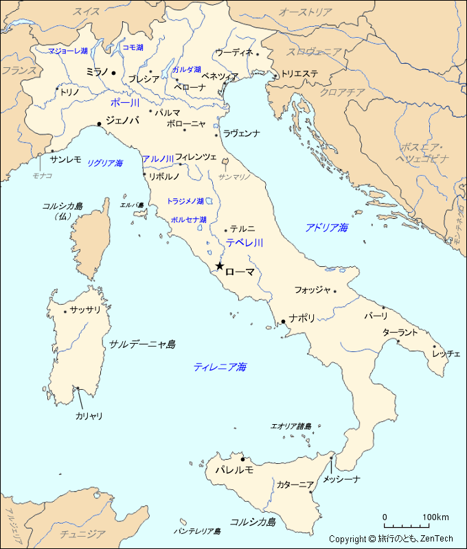 イタリア地図 旅行のとも Zentech