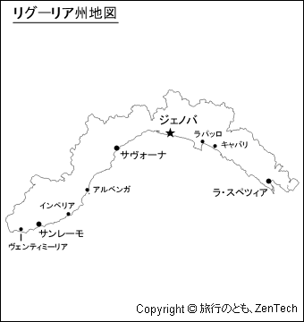 リグーリア州地図