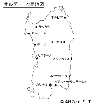 サルデーニャ島地図