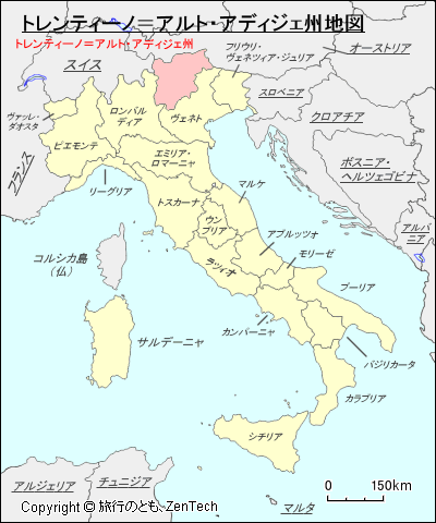 イタリア トレンティーノ＝アルト・アディジェ州地図