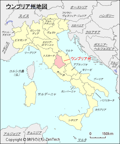 イタリア ウンブリア州地図