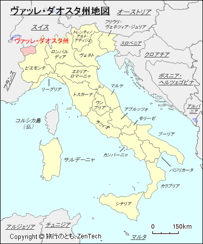 イタリア ヴァッレ・ダオスタ州地図